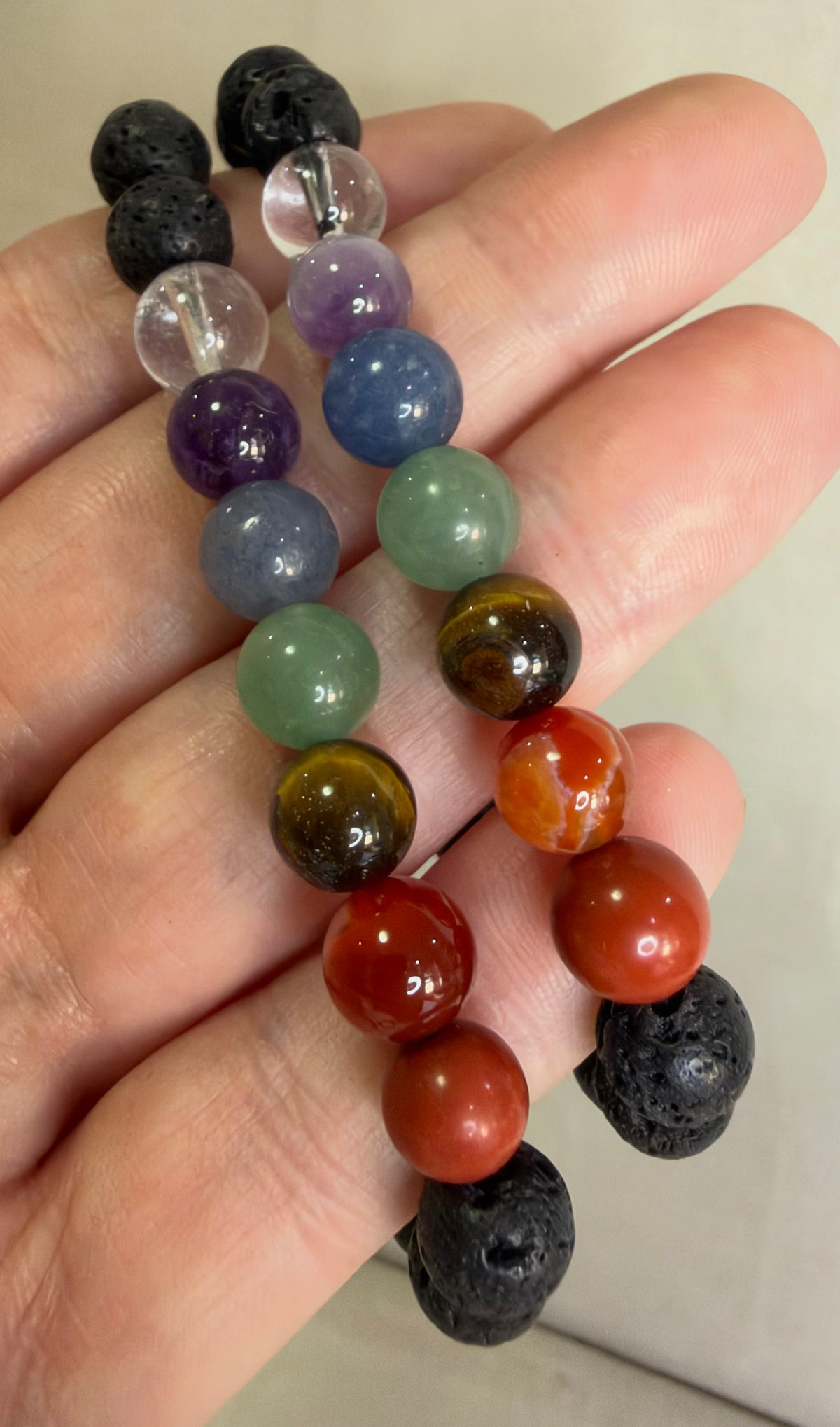 8mm Lava Stone Seven Chakra Bracelet