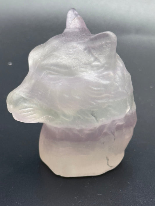 Rainbow Fluorite wolf Head