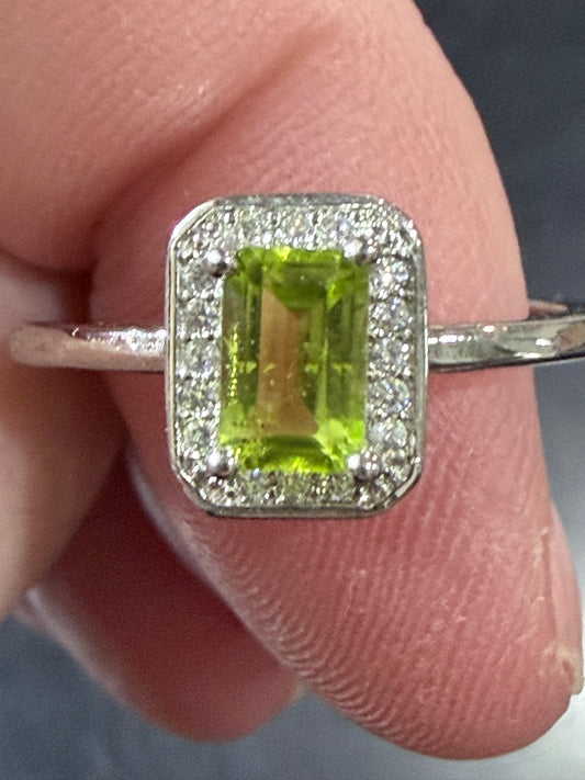 Peridot Halo Adjustable Ring