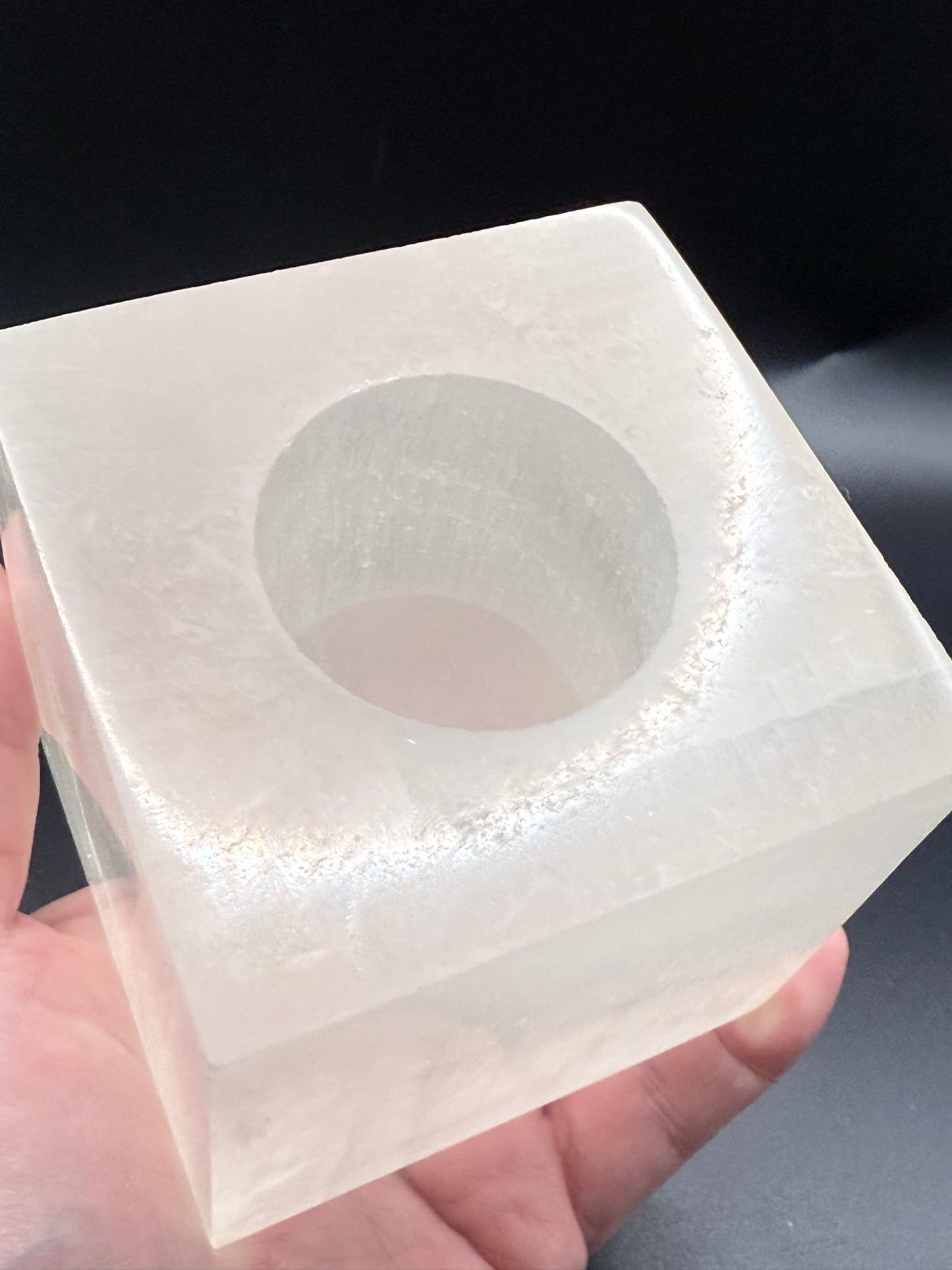 Selenite Cube Candle Holder