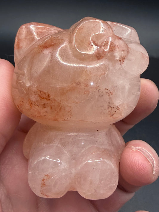 Hello Kitty Carving Fire Quartz| 6cm