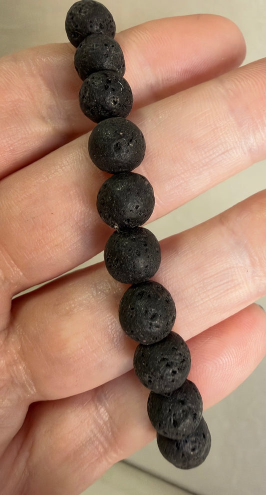 8mm Black Lava Stone Bracelet