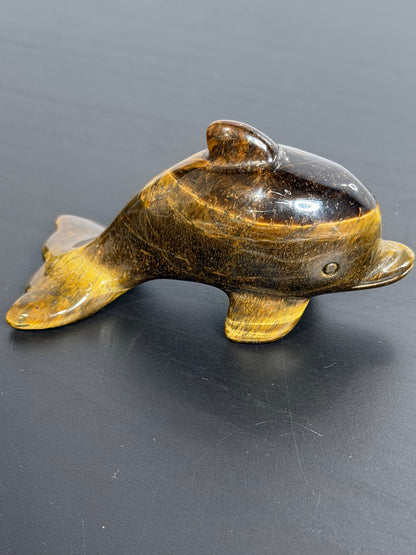 Tiger’s Eye Dolphin Carving