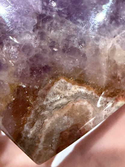 Amethyst & Agate Banded Heart – Self-Standing | 7.2 × 6.6 cm | 146g C