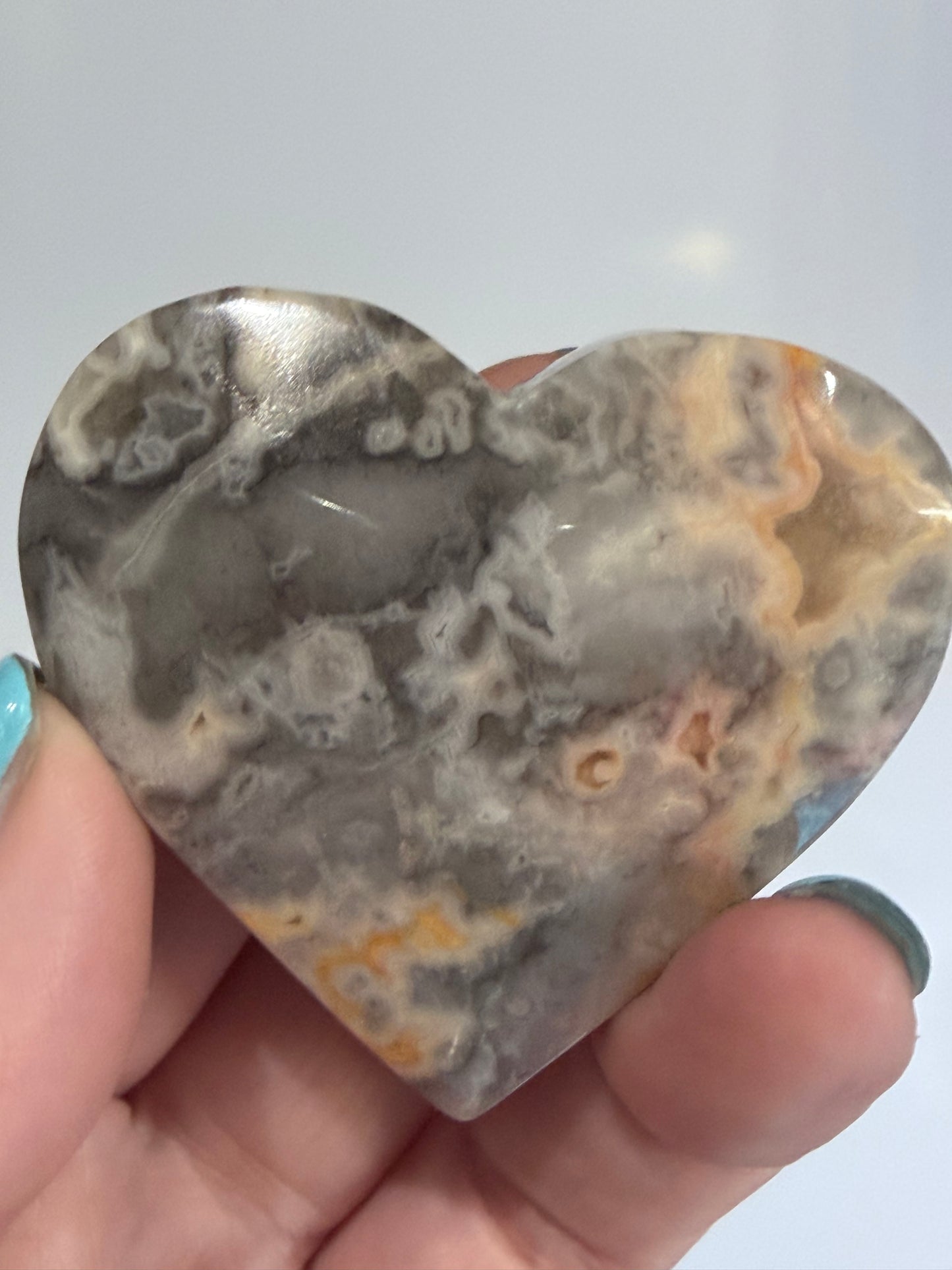 Crazy Lace Agate Free Standing Heart - 5.6cm