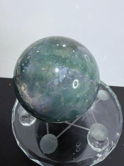 Moss Agate Sphere – 440g | 6.8cm