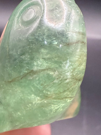 Fluorite Turtle Carving with Dendritic Inclusions