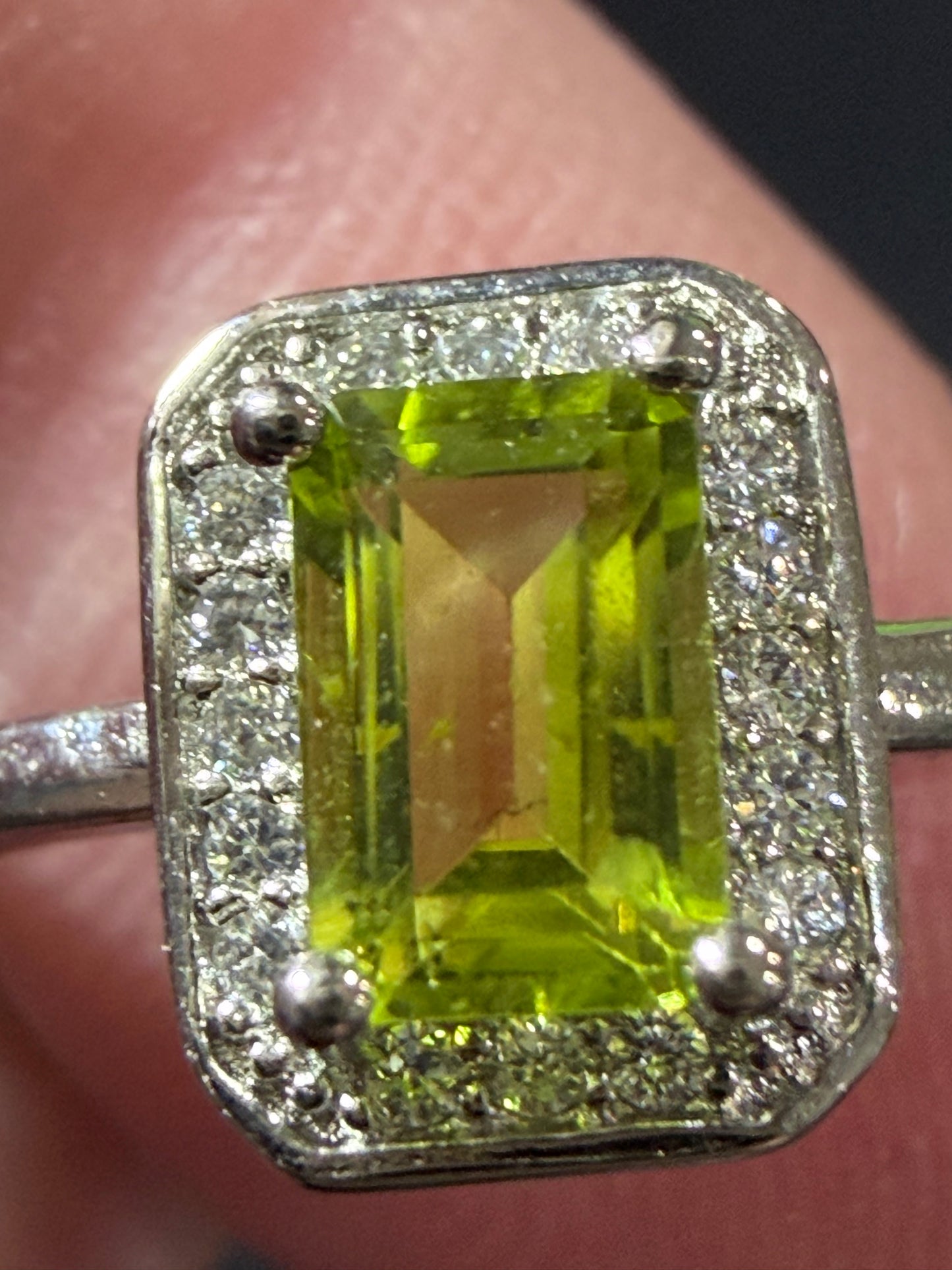 Peridot Halo Adjustable Ring