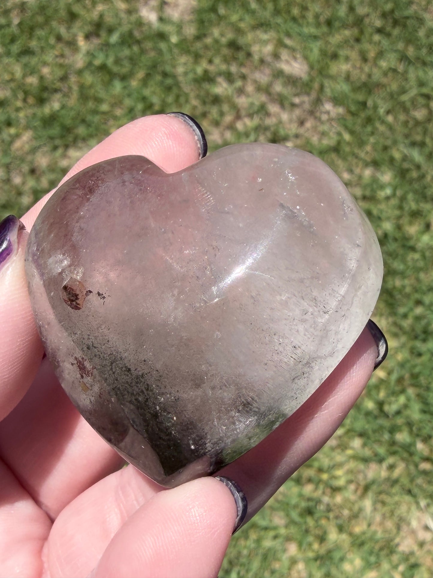Garden Quartz (Lodolite) Self-Standing Heart – 73g C