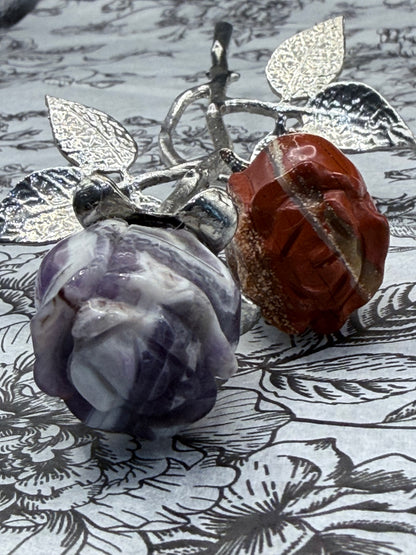 Dream Amethyst & Red Jasper Crystal Double Rose Stem (20cm)