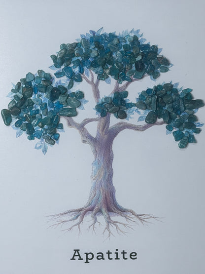 Mystic Apatite Gemstone Tree Framed Crystal Art | 15 x 20cm
