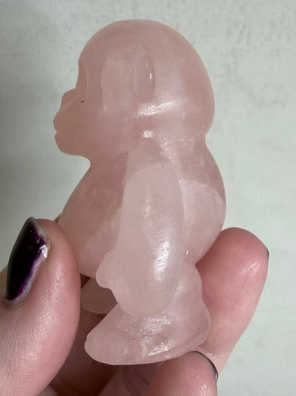 Rose Quartz Monkey Carving – 6cm