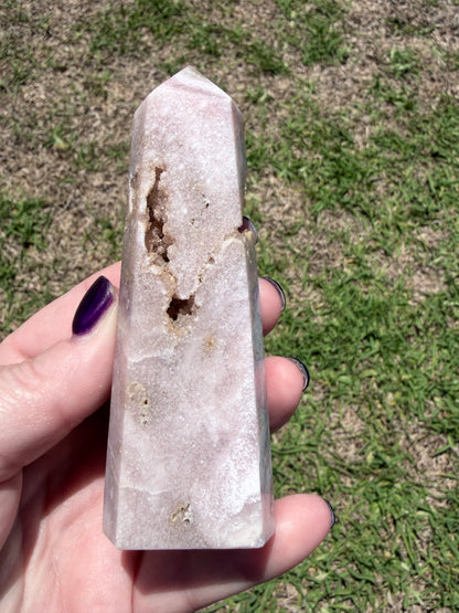 Flower Agate Druzy Tower 10.5 × 3.6 cm | 160 g