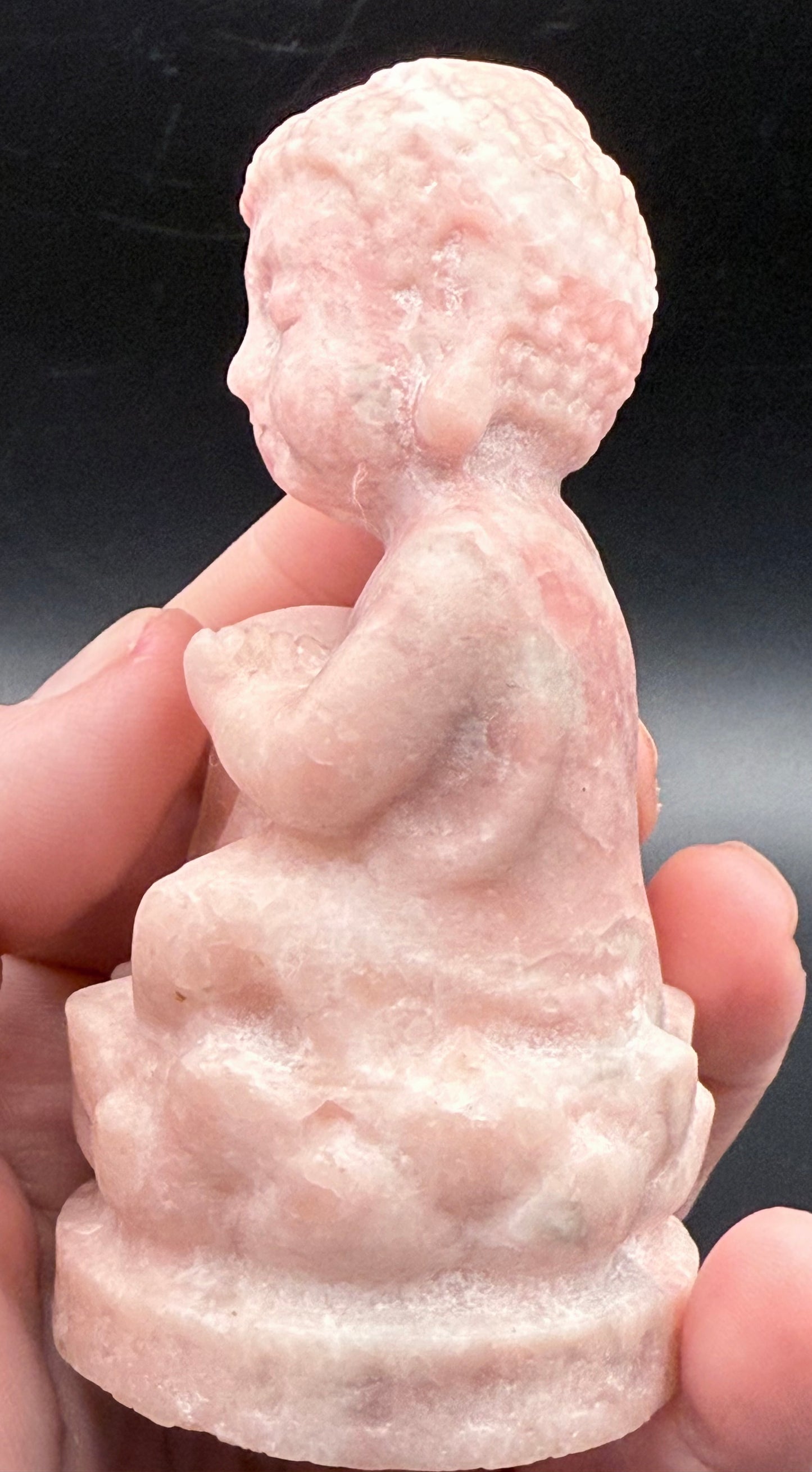 Pink Opal Baby Buddha Carving