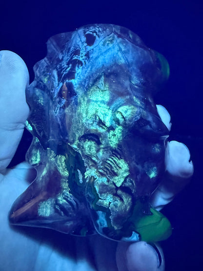 Volcano Agate T-Rex Dino | 365g | 8.5 × 6cm | Druzy Nose