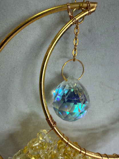 Citrine Crescent Moon Suncatcher – 35 × 10cm