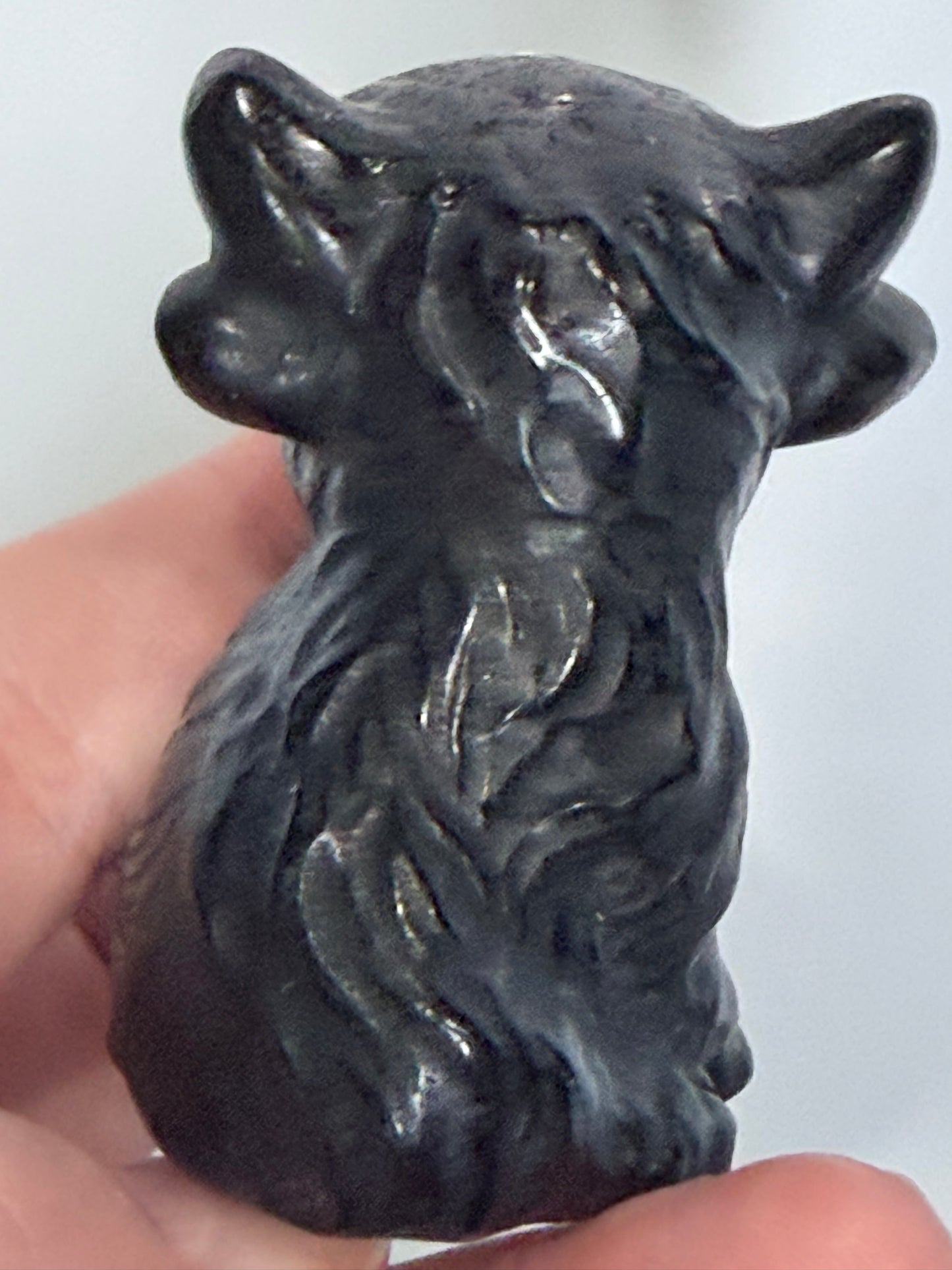 Black Obsidian Sitting Cow Carving – 6cm