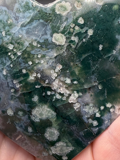 Moss Agate Heart with Stand