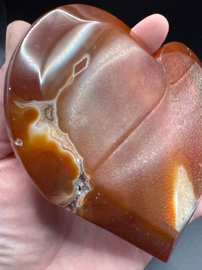 Carnelian Agate Druzy Heart on Silver Stand