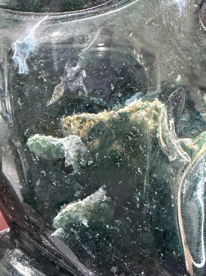 Moss Agate Moon Face Carving – 12cm