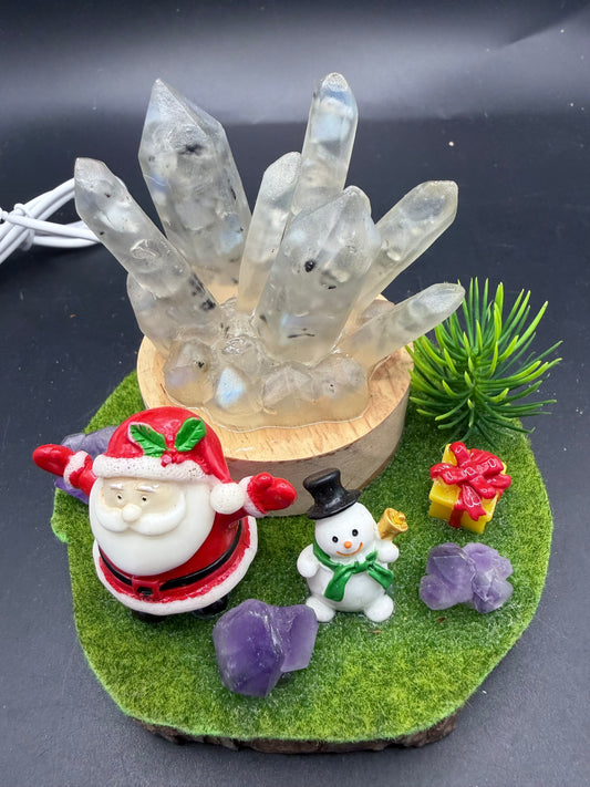 Rainbow Moonstone Christmas Display – Santa & Snowman Edition LAMP