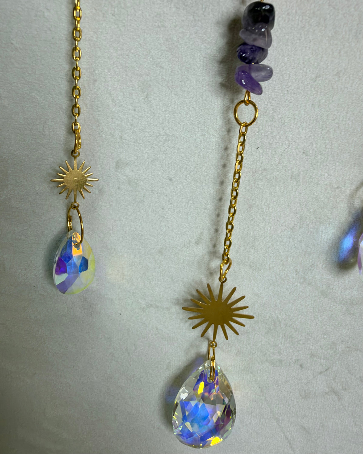 Amethyst Lotus & Crescent Moon Suncatcher – 35cm