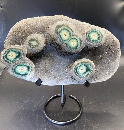 Rare Solar Green Amethyst Quartz on Stand