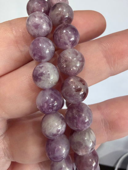 9mm Lepidolite (Lithium Mica) Bracelet – | Calming Purple Tones & Natural Shimmer