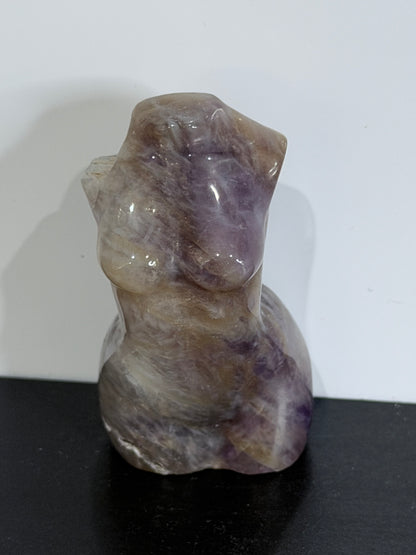 Chevron Amethyst Druzy Goddess Carving – 5cm