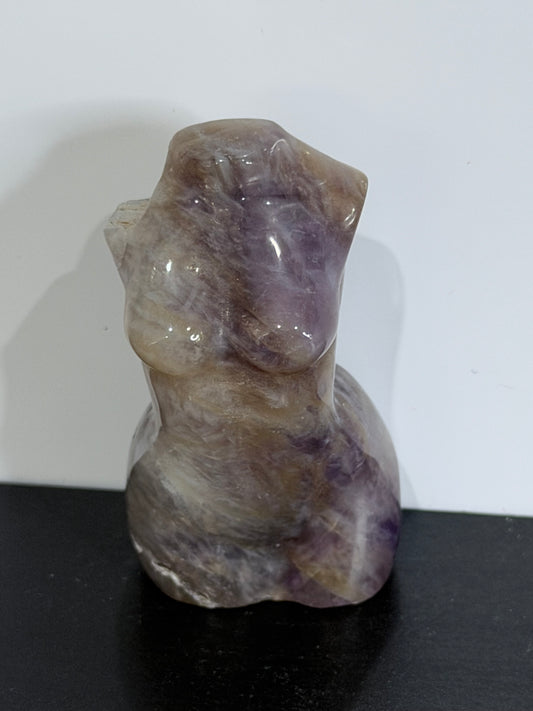 Chevron Amethyst Druzy Goddess Carving – 5cm