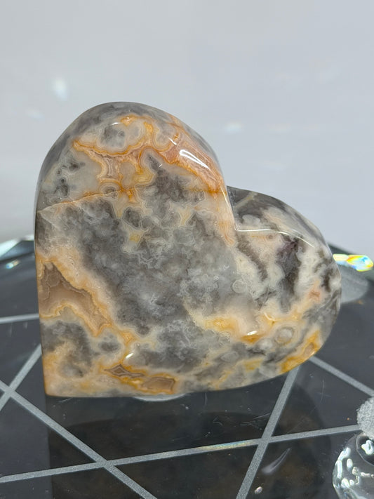 Crazy Lace Agate Free Standing Heart - 5.6cm