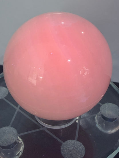 Pink Mangano Calcite Sphere – 431g | 6.7cm