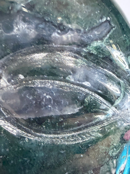 Moss Agate Moon Face Carving – 12cm
