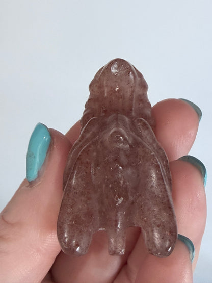 Strawberry Quartz Dragon Head Carving B - 5cm