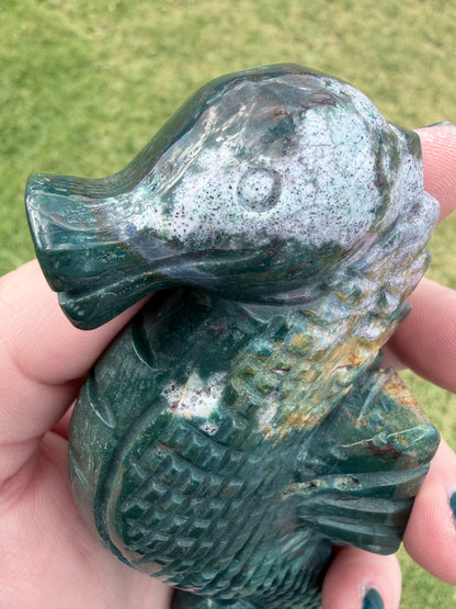 Ocean Jasper Seahorse on Silver Zodiac Stand 17cm on stand