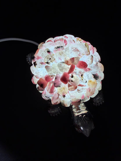 Rhodonite Crystal Turtle Lamp