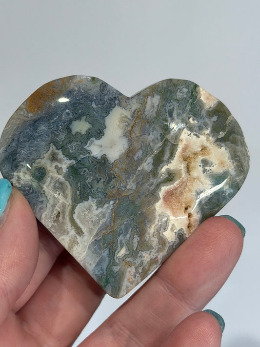 Blue Moss Agate Druzy Heart – Self Standing 

Supports gentle heart healing & self-love