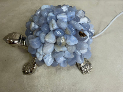 Blue Lace Agate Turtle Colour Changing USB Lamp