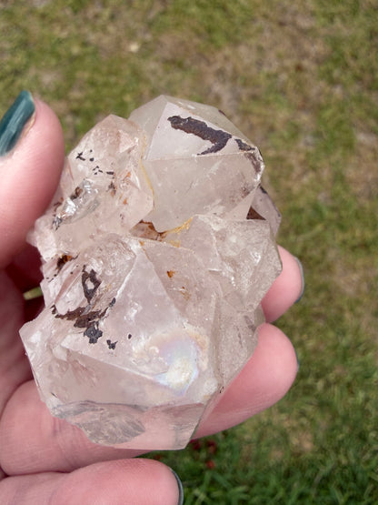 Hematoid Clear Quartz Cluster (Iron-Stained Quartz) – 136g | 6.8 × 4.4cm