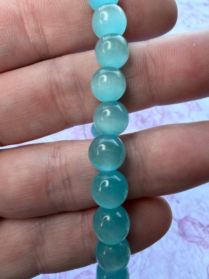 8mm Cat’s Eye Bracelet – Teal/Aqua