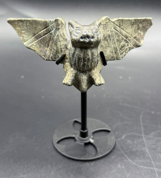 Pyrite Crystal Bat on Stand
