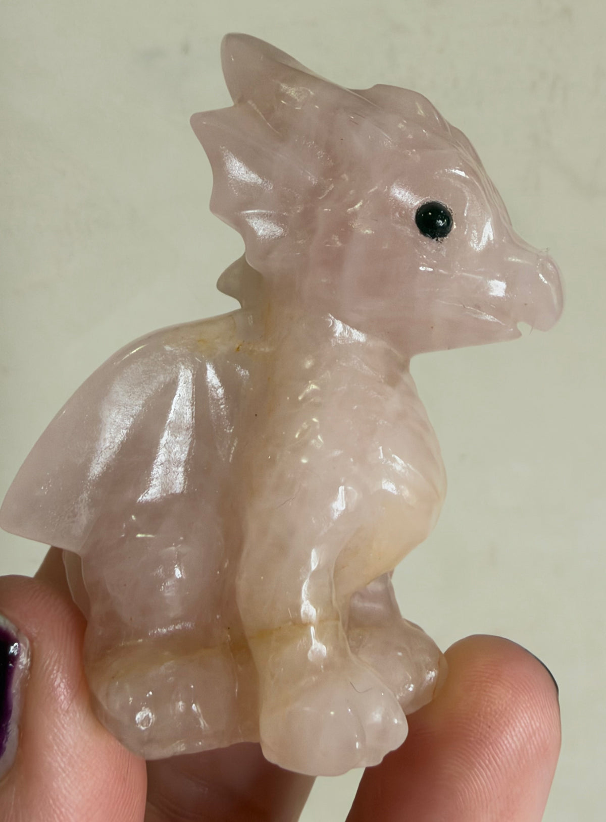Baby Dragon Rose Quartz Carving – 6 cm