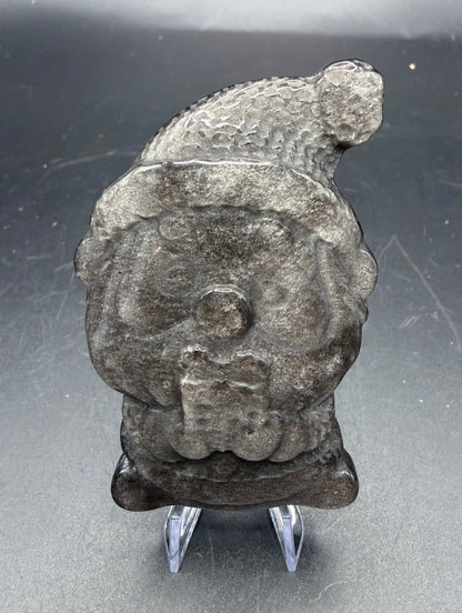 Silver Obsidian Santa – 6.5cm