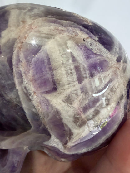Chevron Amethyst Skull – 950g Statement Piece (One-of-a-Kind)