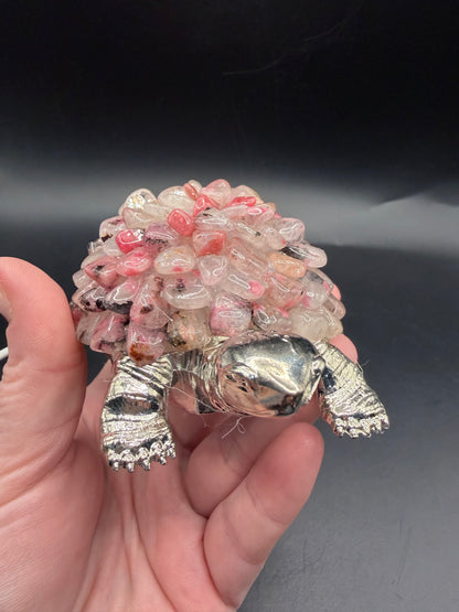 Rhodonite Crystal Turtle Lamp