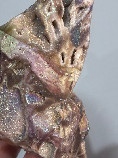 🌈 Aura Sphalerite Druzy Butterfly Carving E