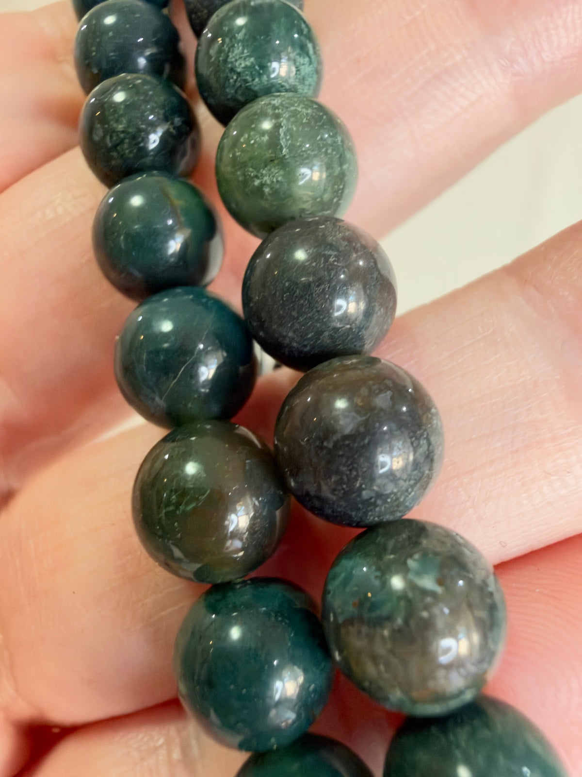 8mm Dark Moss Agate Bracelet
