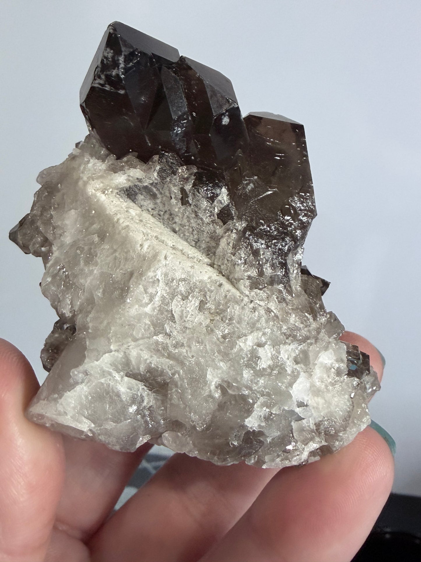Smoky Quartz Crystal Cluster on Milky Quartz Matrix 160g | Natural Brazilian -