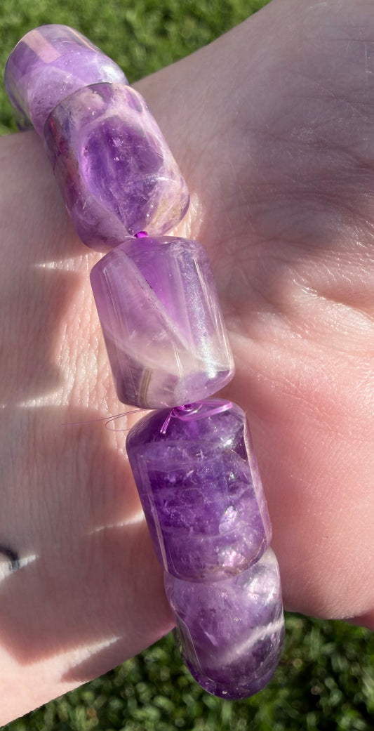 Amethyst Barrel Bead Bracelet