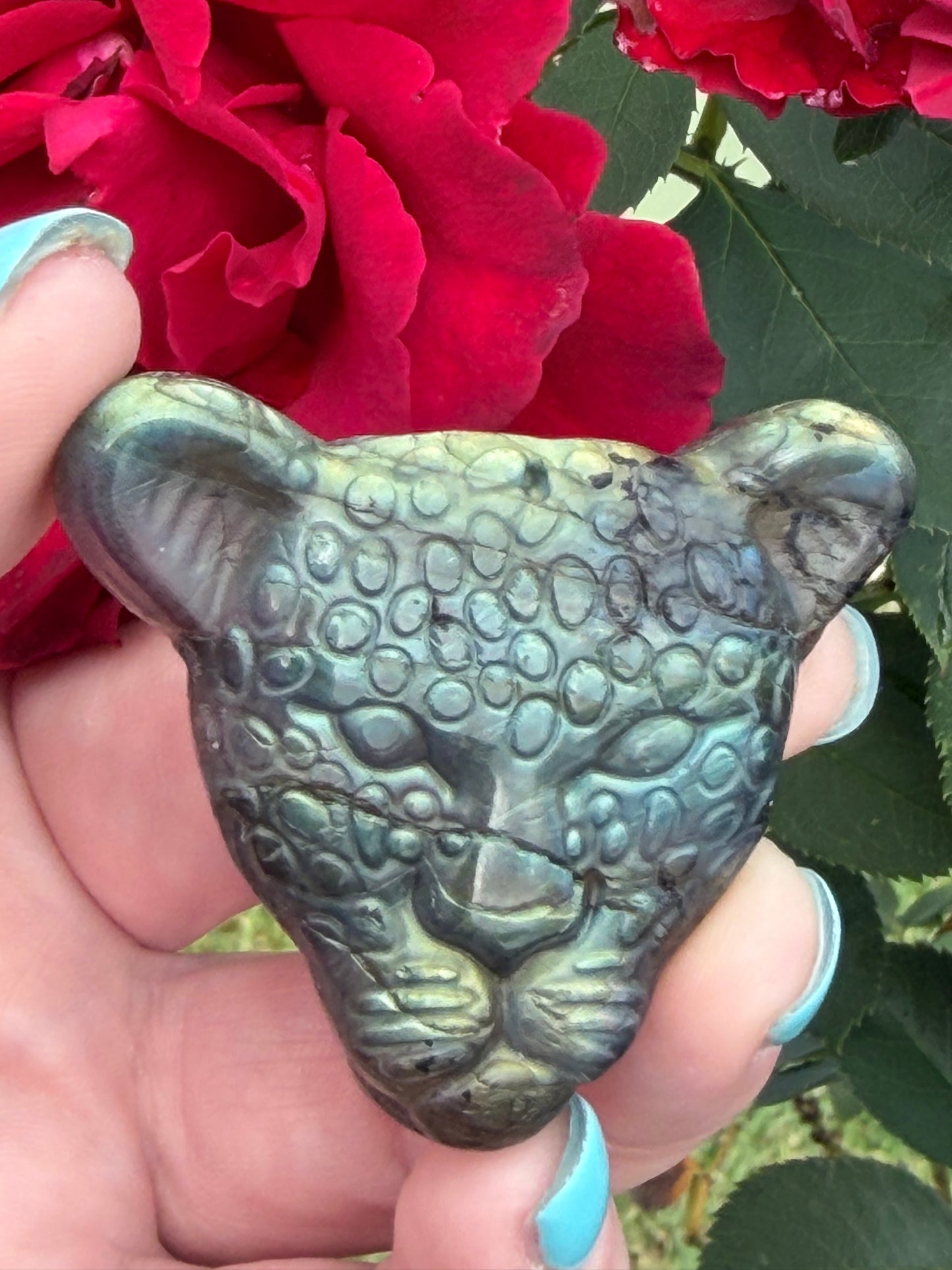 Labradorite Leopard Carving A